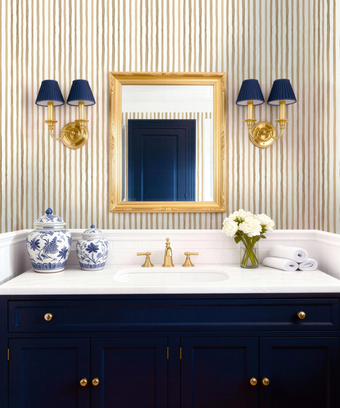 Nantucket Decorative Textile Wallpaper • Coastal Inspired Stripe  Wallcovering • Milton \u0026 King, image size:1100x1320
