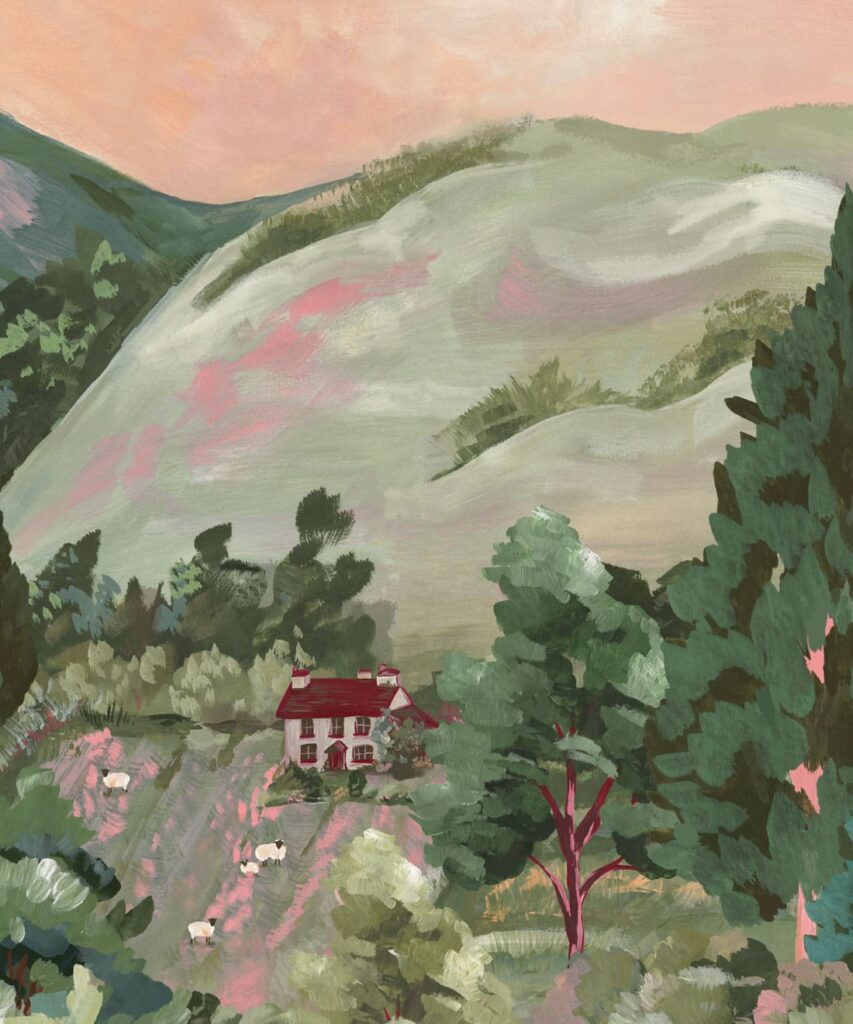 Impasto Meadows Mural - Colourway: Dusky - Swatch