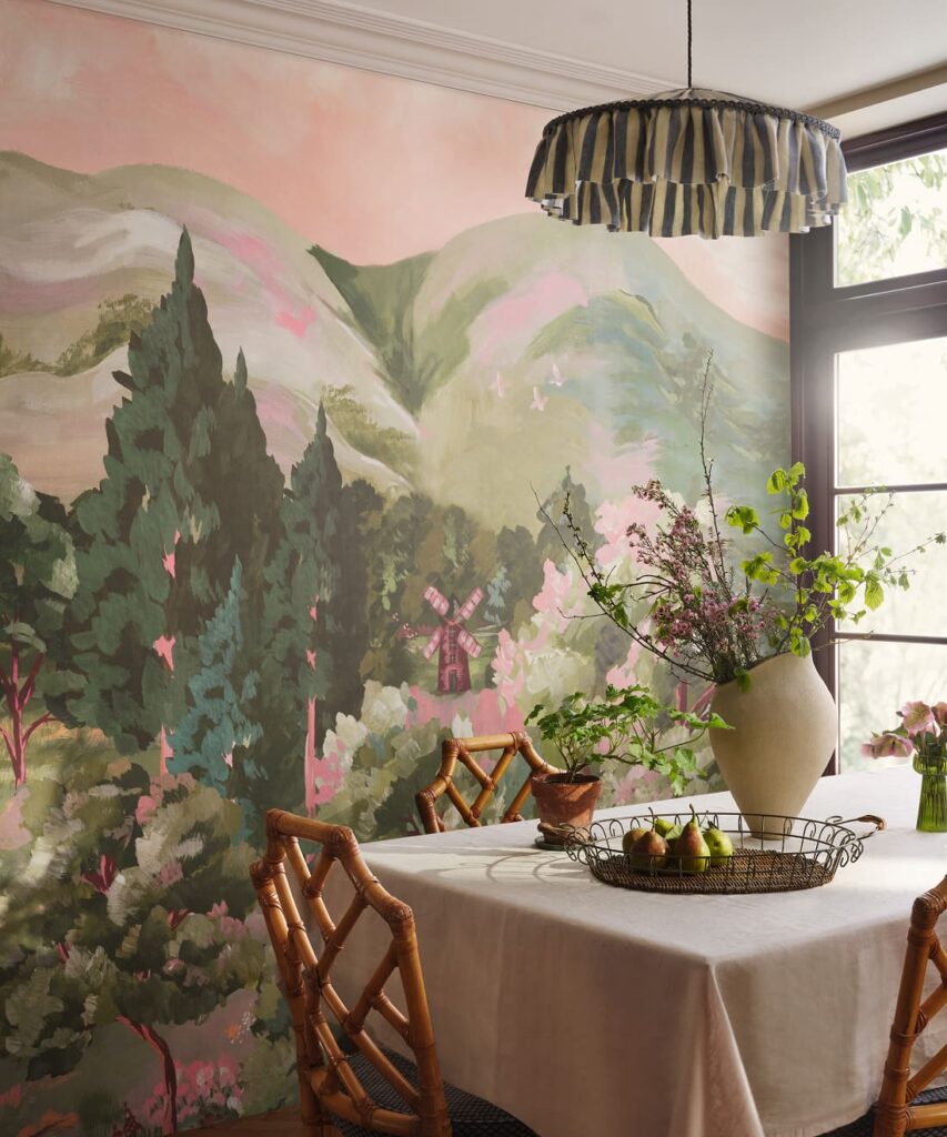 Impasto Meadows Mural - Colourway: Dusky - Insitu