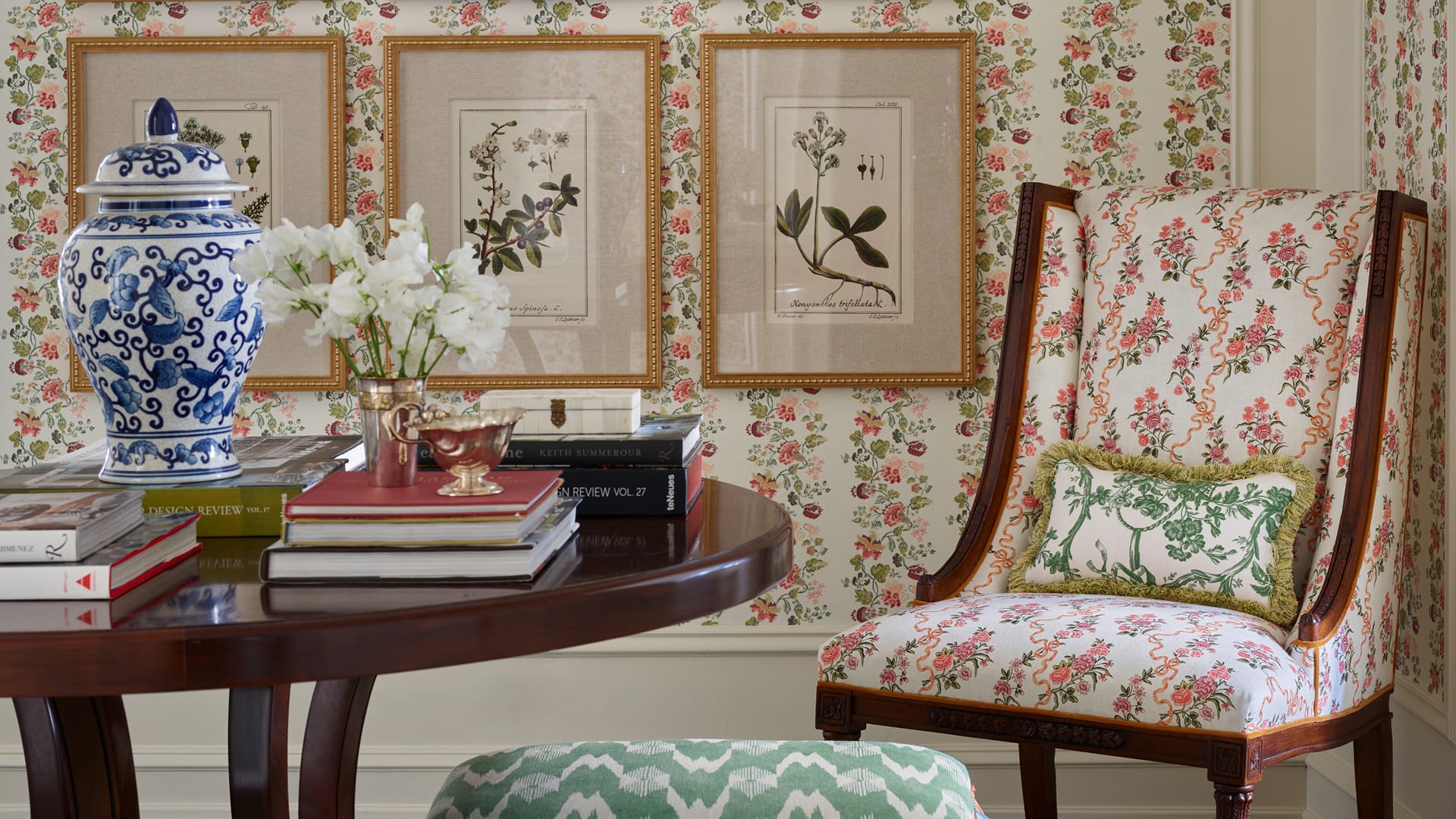The Tailored Garden - Kim Scodro Wallpaper and Fabric Collection - Collection Page - Gallery - Maya Rose Wallpaper Insitu