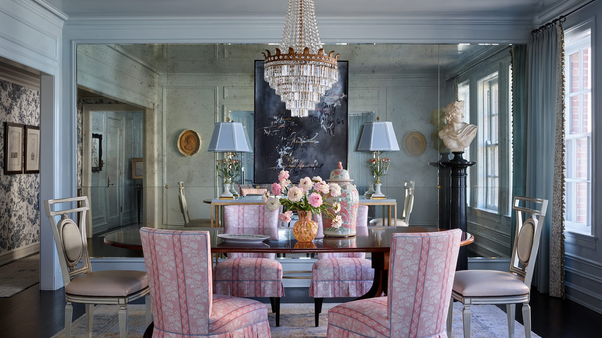 The Tailored Garden - Kim Scodro Wallpaper and Fabric Collection - Collection Page - Gallery - Kathryn Grasscloth Wallpaper Insitu