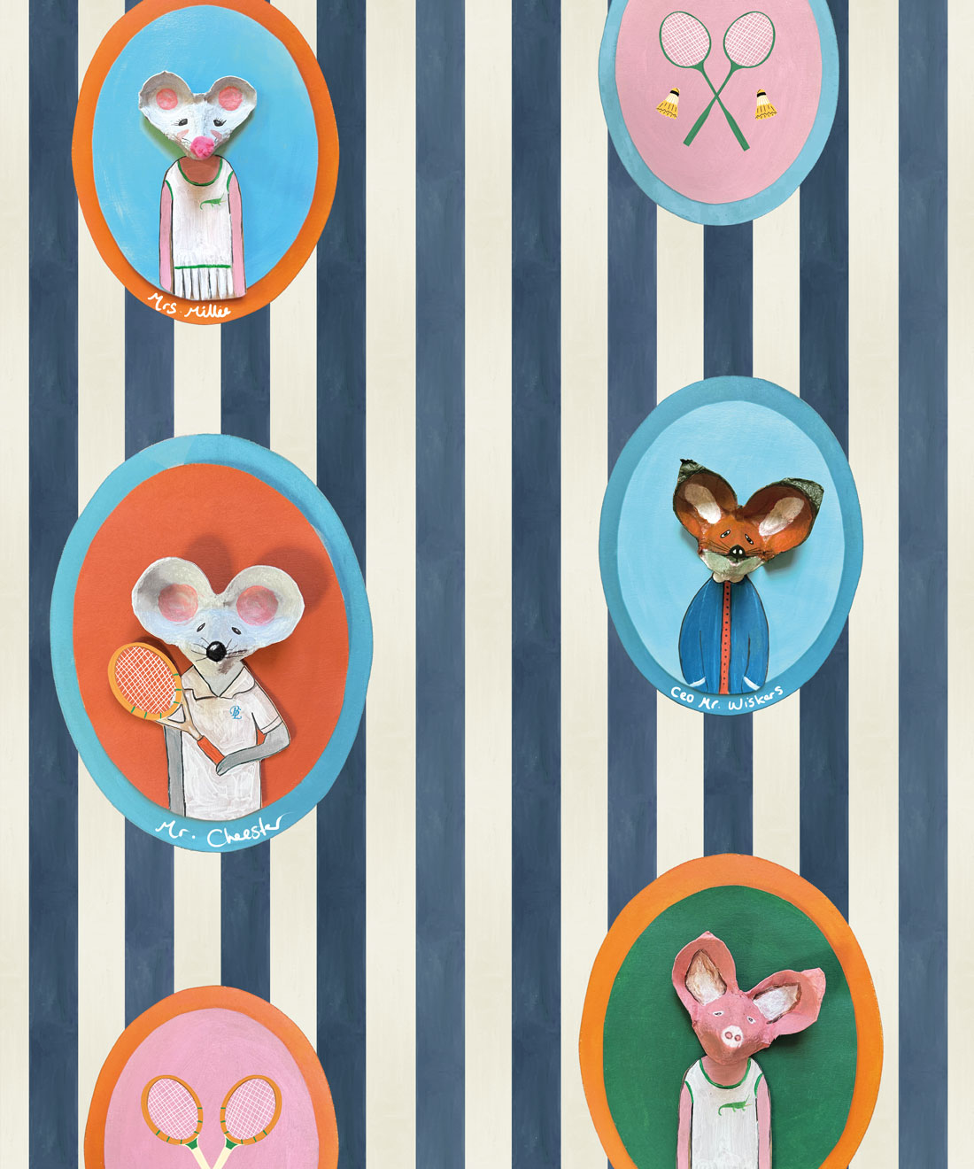 The Tennis Club Wallpaper - Colourway: Old Navy - Swatch