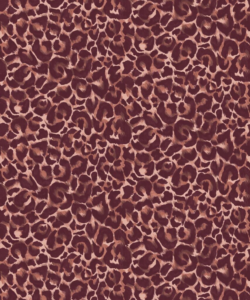 Wildcat Wallpaper - Colourway: Burgundy - Swatch