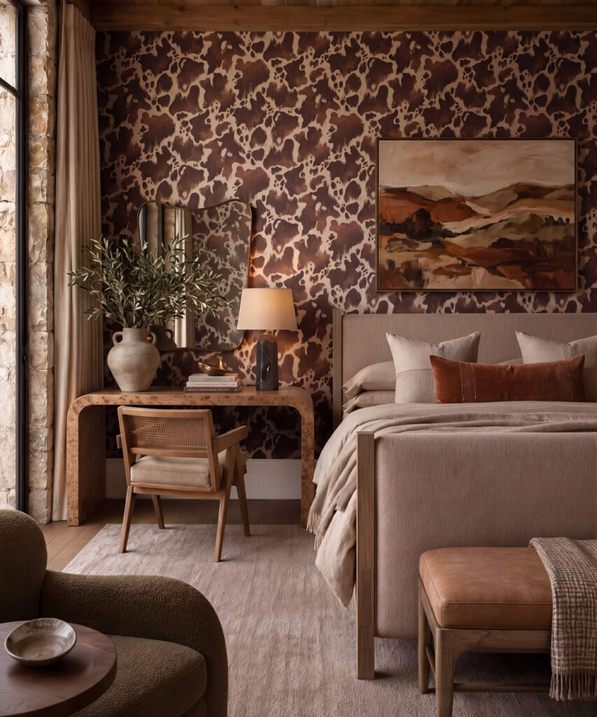 Holstein Wallpaper - Colourway: Saddle - Insitu