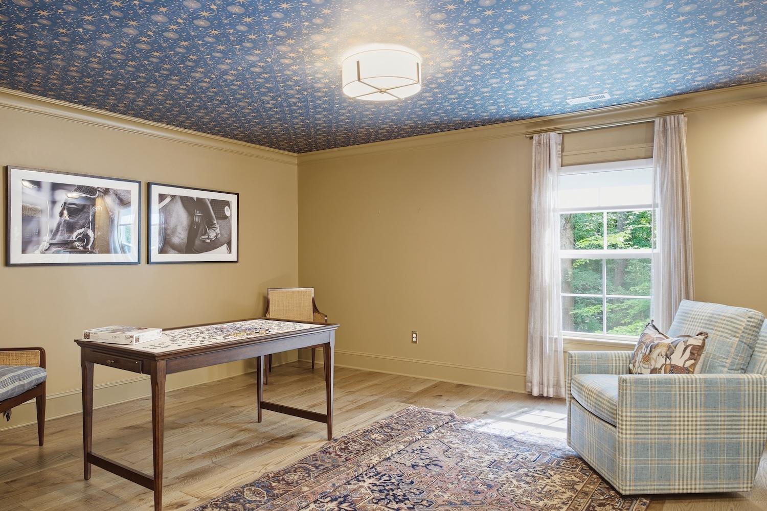 The Milky Way Wallpaper on the ceiling in the Home Office Study