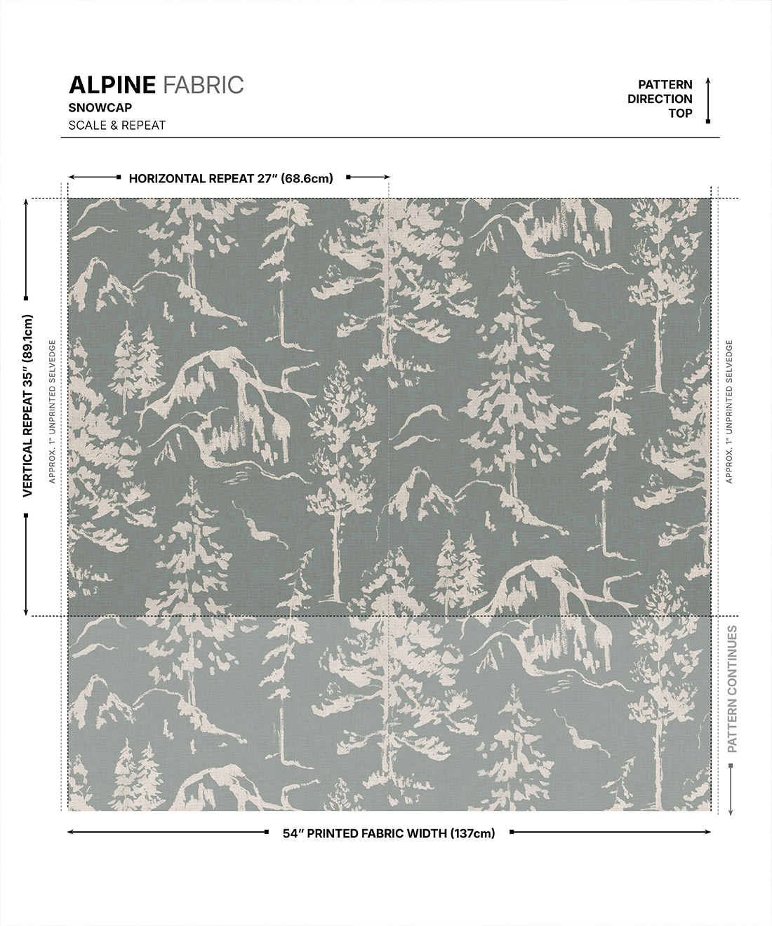 Alpine Fabric - Colourway: Snowcap - Scale & Repeat