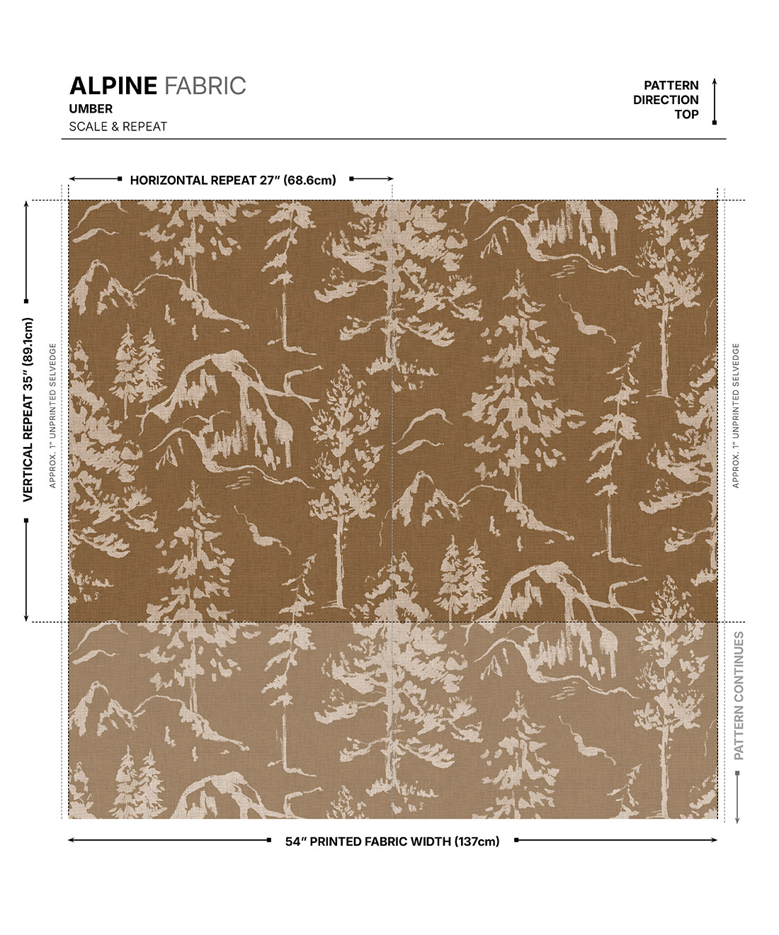 Alpine Fabric - Colourway: Umber - Scale & Repeat