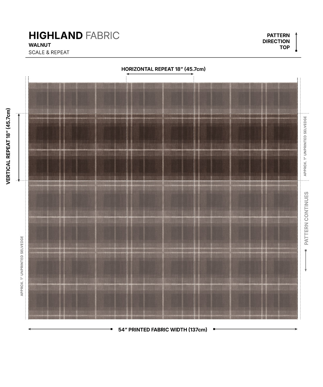 Highland Fabric - Colourway: Walnut - Scale & Repeat
