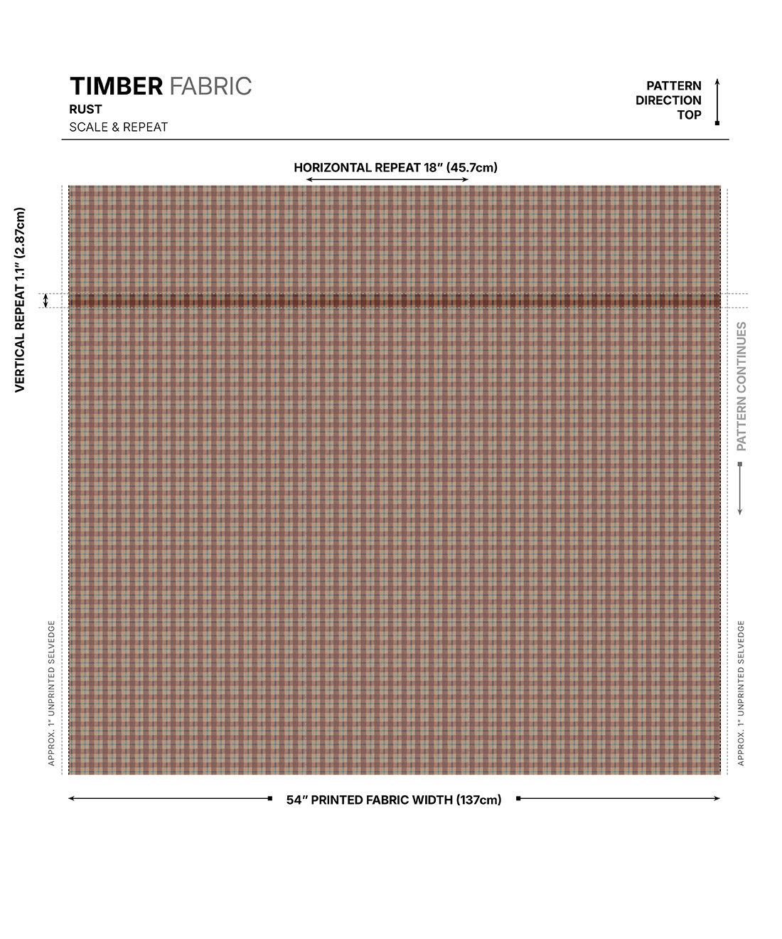 Timber Fabric - Colourway: Rust - Scale & Repeat