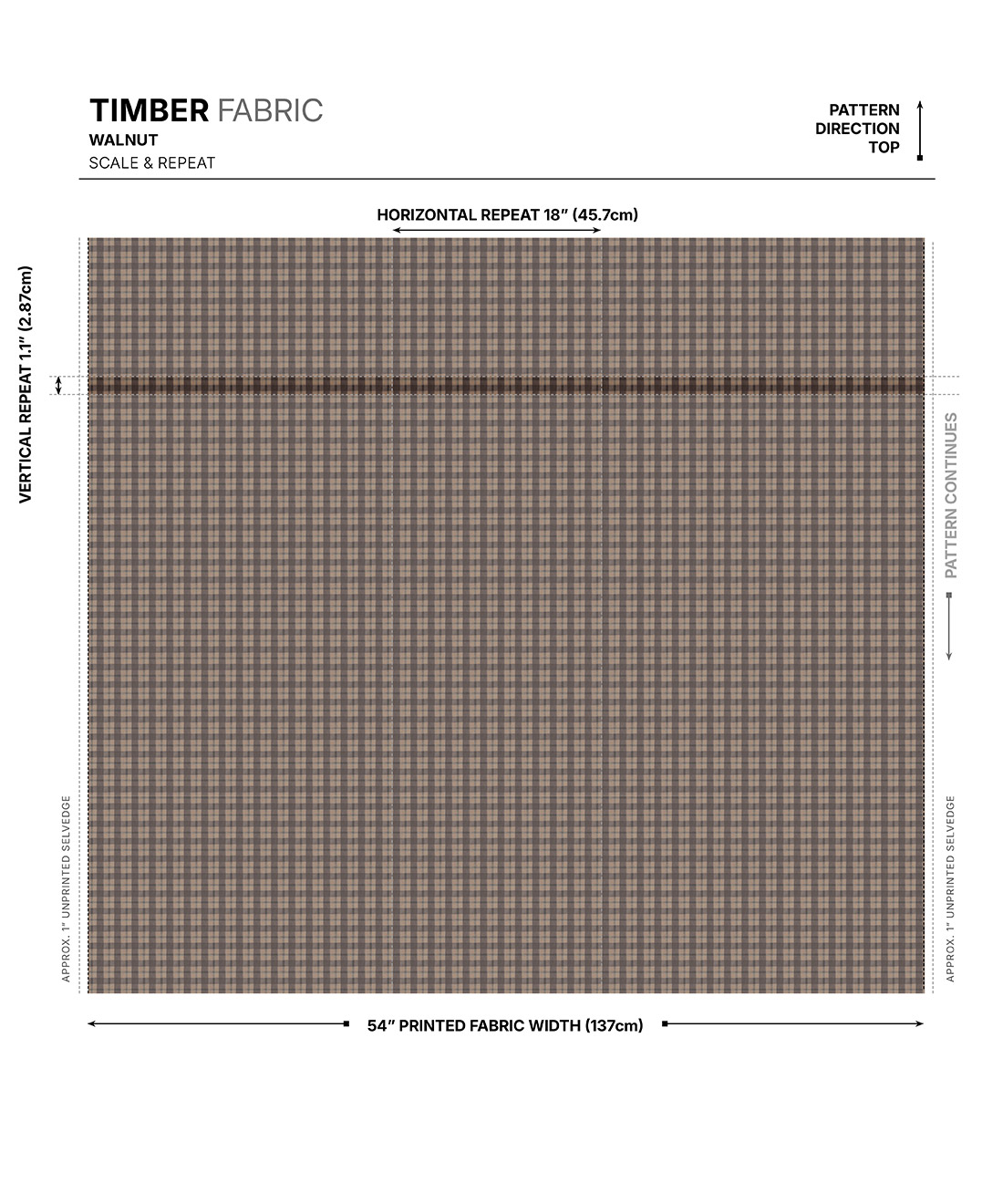 Timber Fabric - Colourway: Walnut - Scale & Repeat