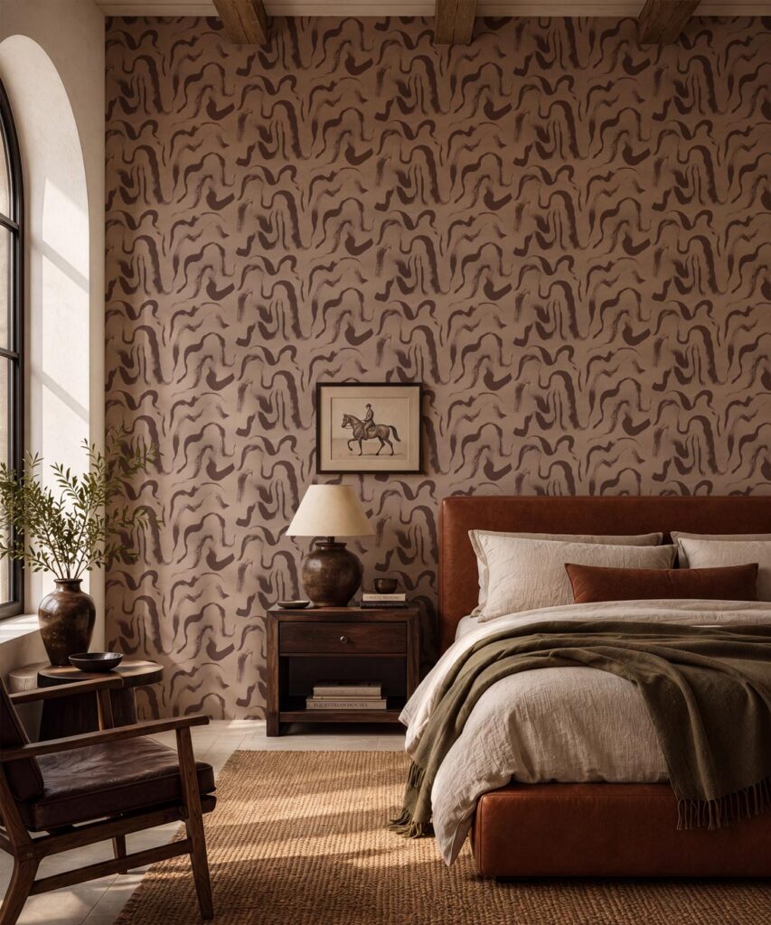 Zephyr  Metallic Wallpaper - Colourway: Gold  - Insitu