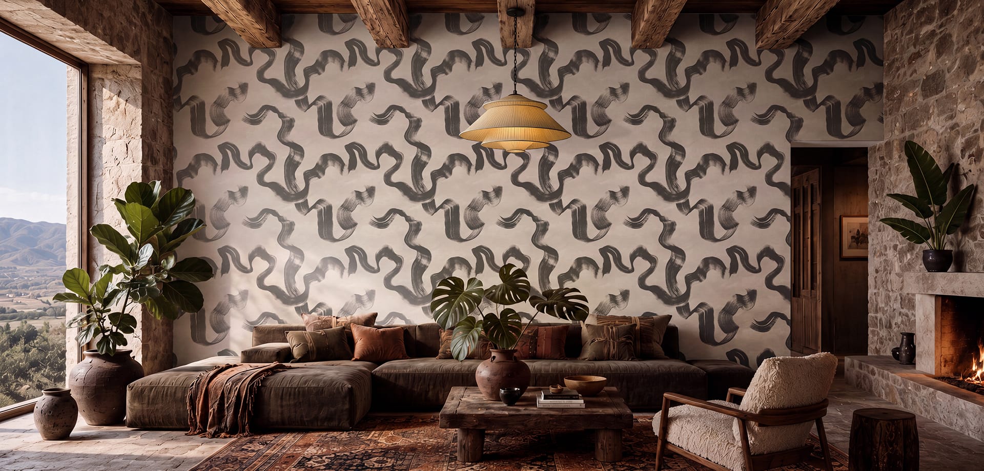 Zephyr Wallpaper in Charcoal - Northland Collection - M&K Studio - Autumn/Winter 2026 Collection - Hero Image