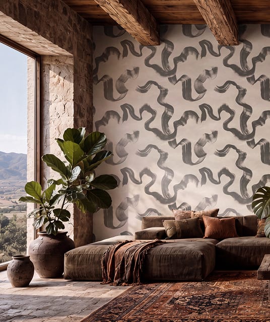 Zephyr Wallpaper in Charcoal - Northland Collection - M&K Studio - Autumn/Winter 2026 Collection - Mega Menu Image