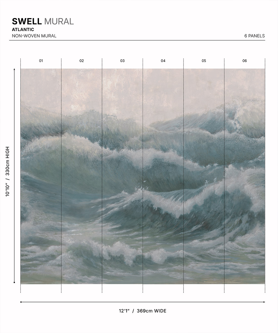 Swell Mural - Colourway: Atlantic - Diagram