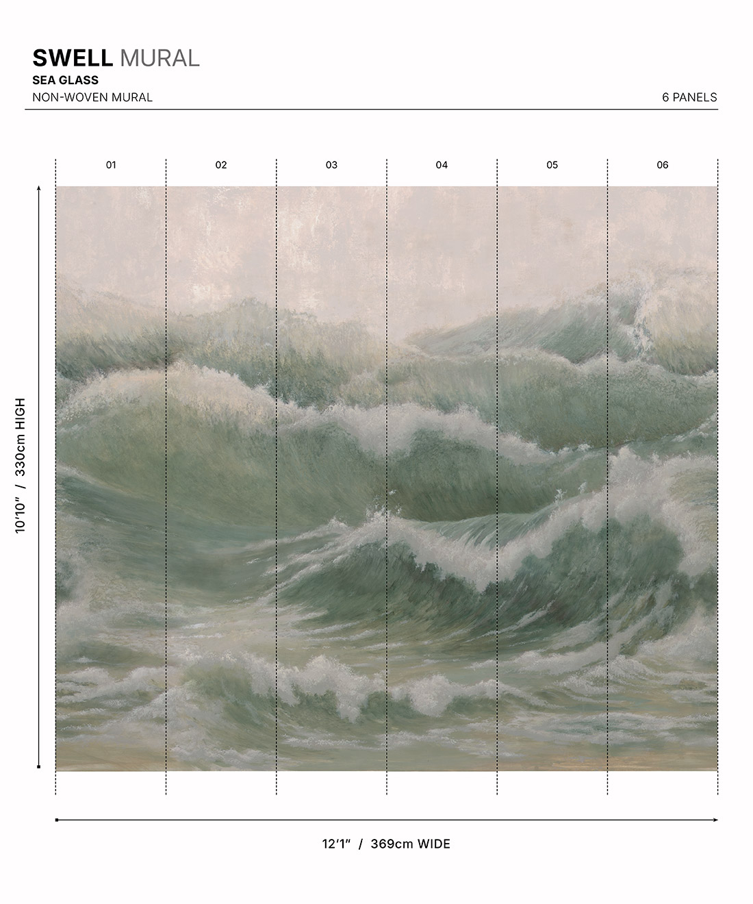 Swell Mural - Colourway: Sea Glass - Diagram