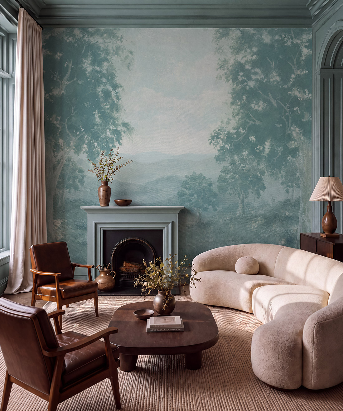 Great Divide Mural - Colourway: Blue Gum - Insitu