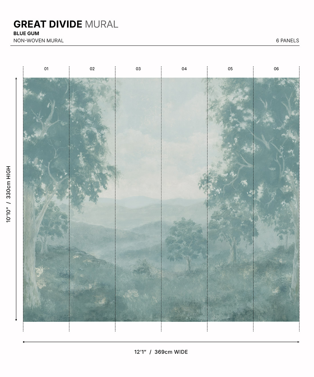 Great Divide Mural - Colourway: Blue Gum - Diagram