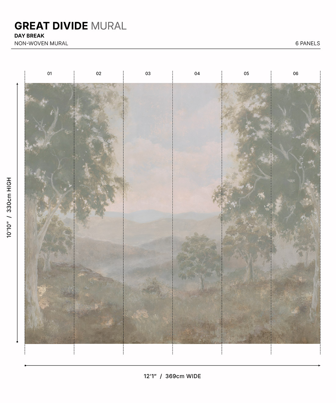 Great Divide Mural - Colourway: Day Break - Diagram