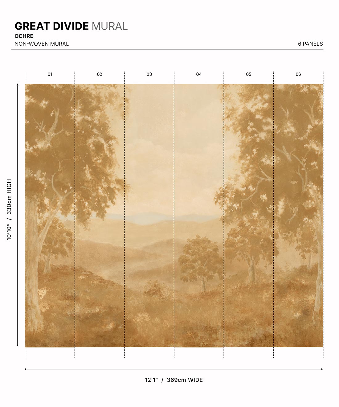 Great Divide Mural - Colourway: Ochre - Diagram