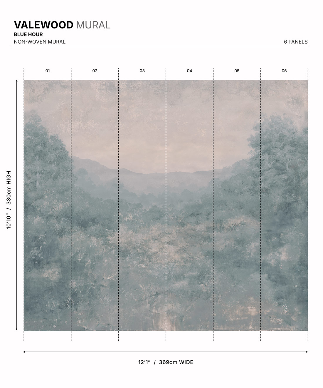 Valewood Mural - Colourway: Blue Hour - Diagram