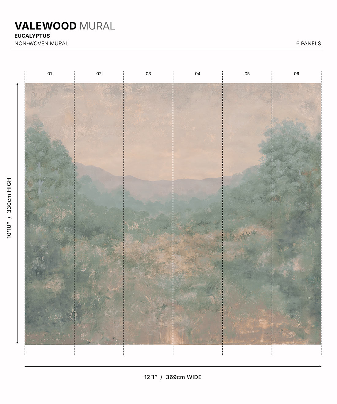 Valewood Mural - Colourway: Eucalyptus - Diagram