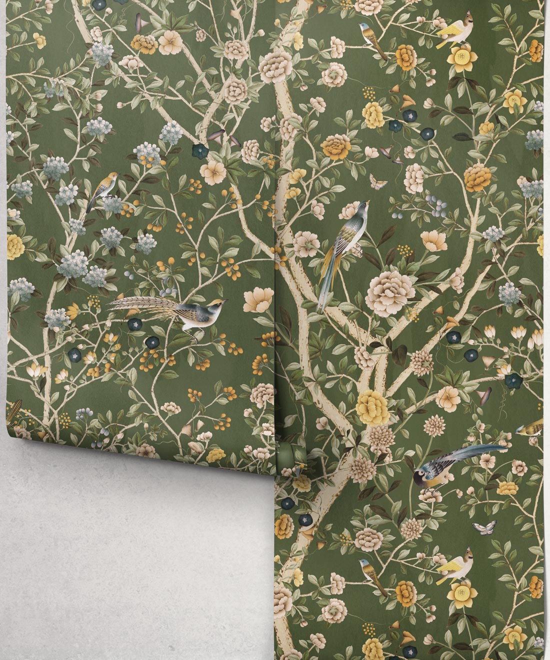 Aviary Garden Wallpaper - Colourway: Olive - Roll